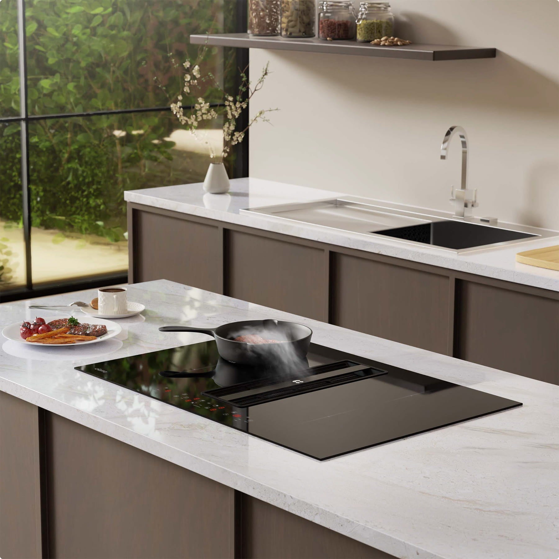 induction hob with extractor size comparison