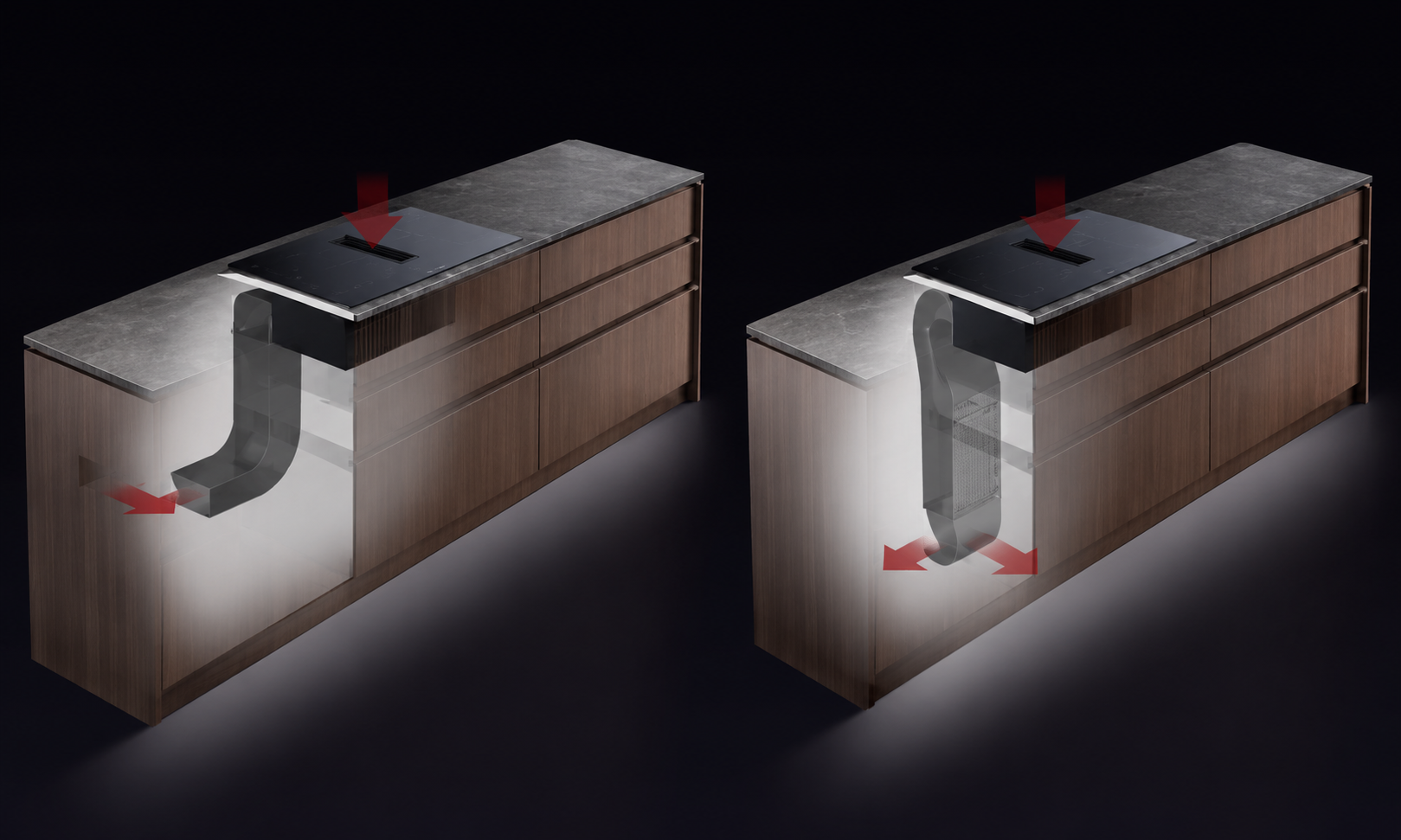 Ducted vs Recirculating Extractor hob