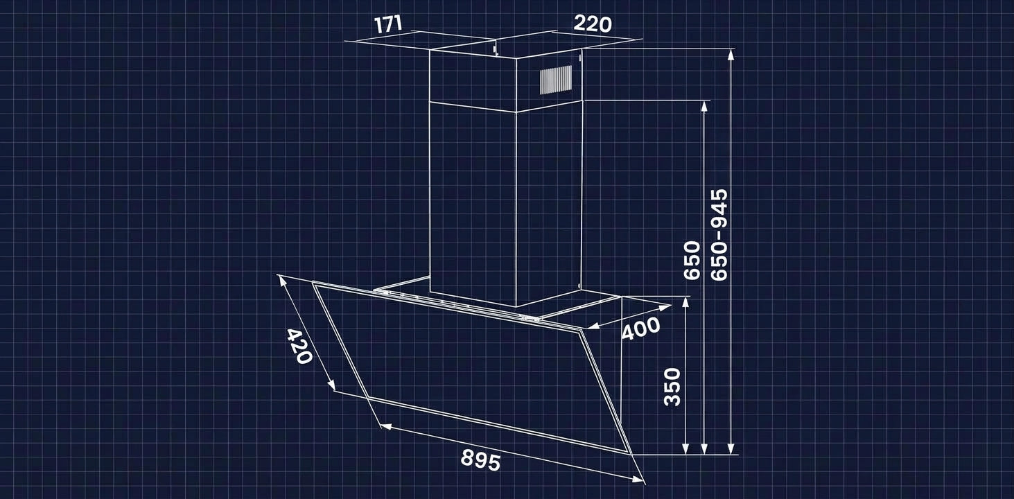 CIARRA 90cm Angled Cooker Hood