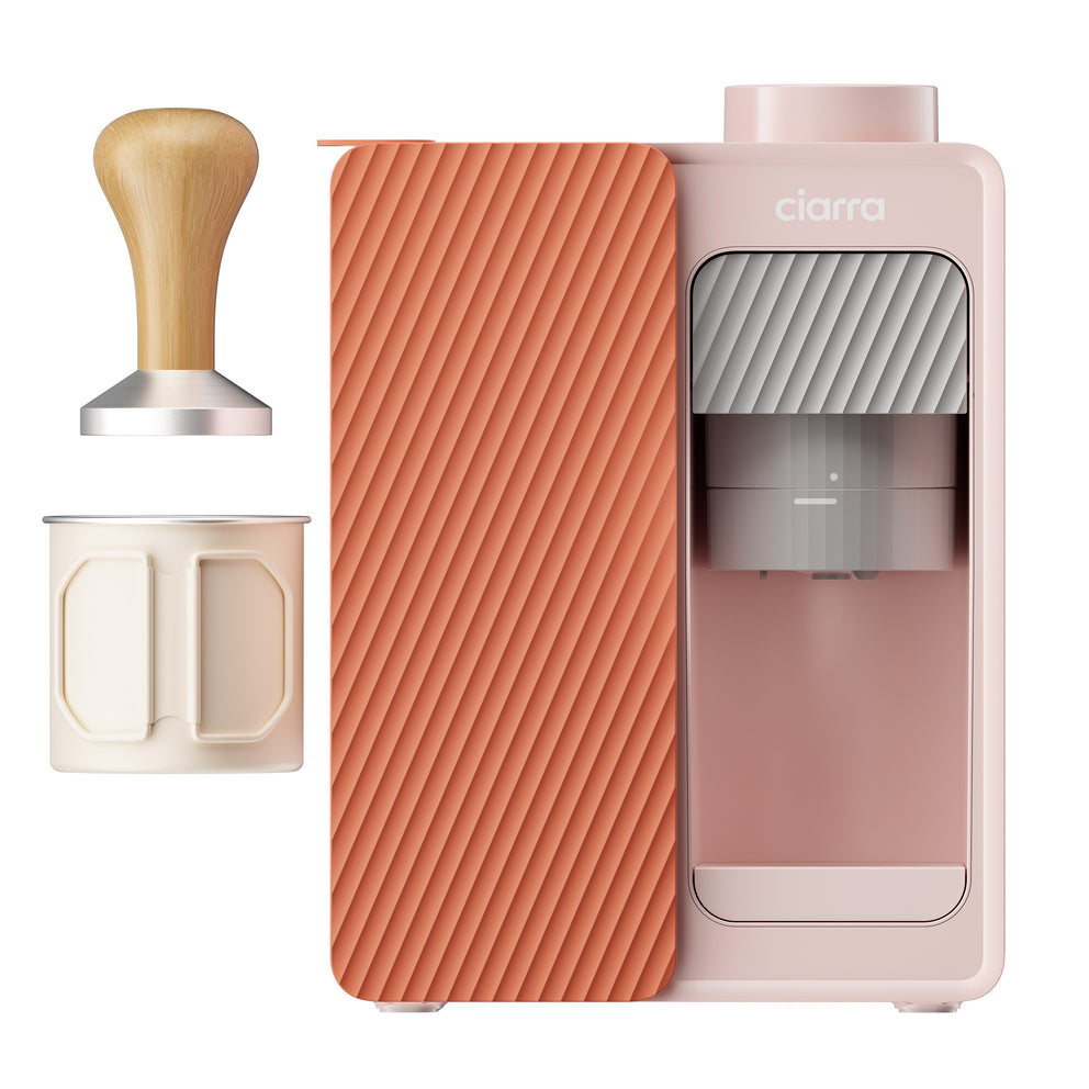 Ciarra BloomBox Pink Mini Filter Coffee Machine Mini Espresso Machine 15Bar Pump, Eco-Friendly Capsule-Free, Dust-Proof Spout, Brew Anywhere