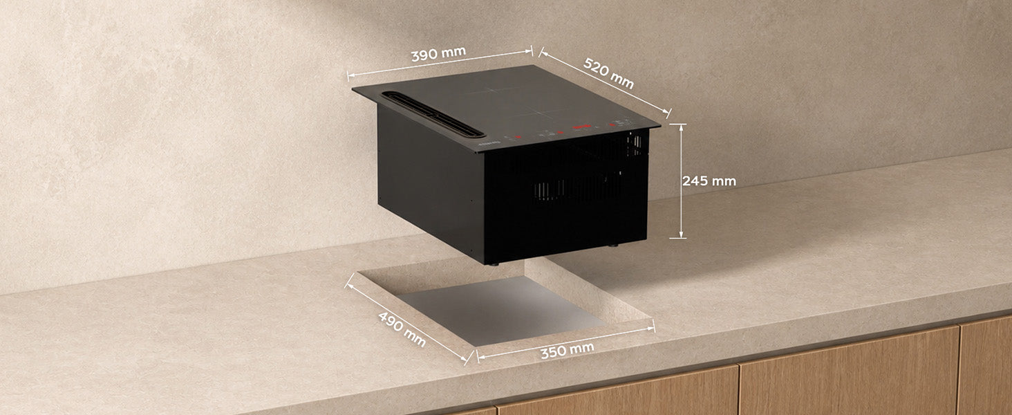 CIARRA 39cm 2-in-1 Induction Hob with Integrated Extractor