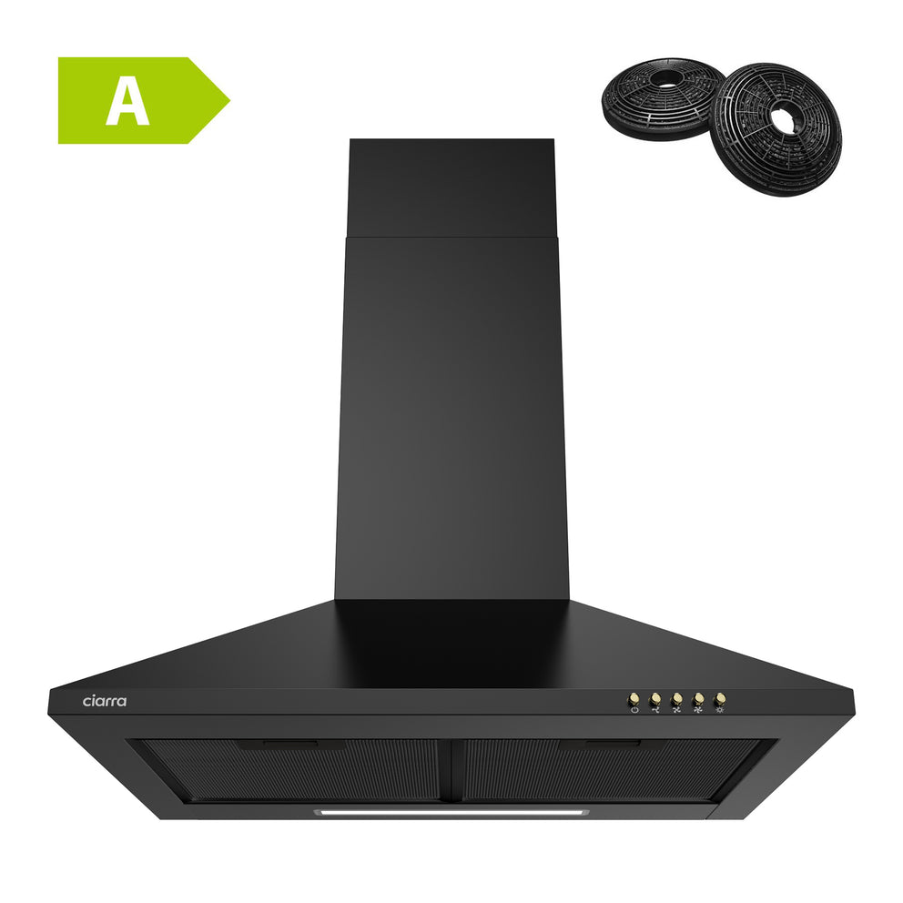 CIARRA 60cm Wall Mount Cooker Hood in Black CBCB6201-B