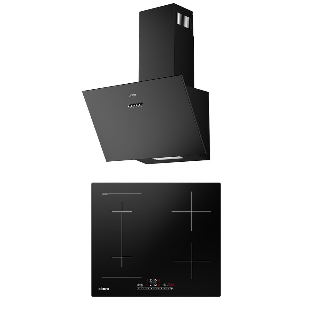 Ciarra 60cm Modern Set: Wall-Mount Hood + 4-Zone Induction Hob