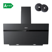 CIARRA 90cm Black Frosted Glass Angled Cooker Hood Anti-Fingerprint A+++ Wifi & Touch Control CBCG9736H-G