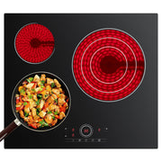 Ciarra x CDV 60cm Built In Electric Ceramic Hob 4 Zones 5700W with Touch Control, 9 Power Levels CDVER573-OW