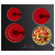 Ciarra x CDV 60cm 6400W Electric Ceramic Hob, 4 Zones Built-in Radiant Cooktop with Touch Control, 9 Power CDVER64B-OW