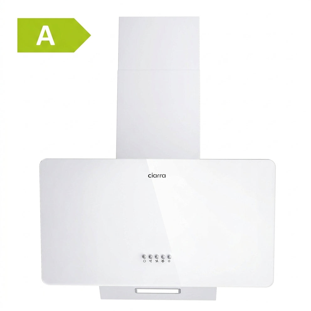 CIARRA 60cm Angled Cooker Hood, A Energy Rated Extractor Hood, 365m³/h Extraction Rate, White CAW6750