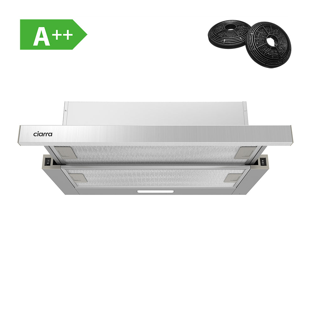 CIARRA 60cm Integrated Telescopic Cooker Hood with 2-speed Extraction CBCS6906D-OW - CIARRA