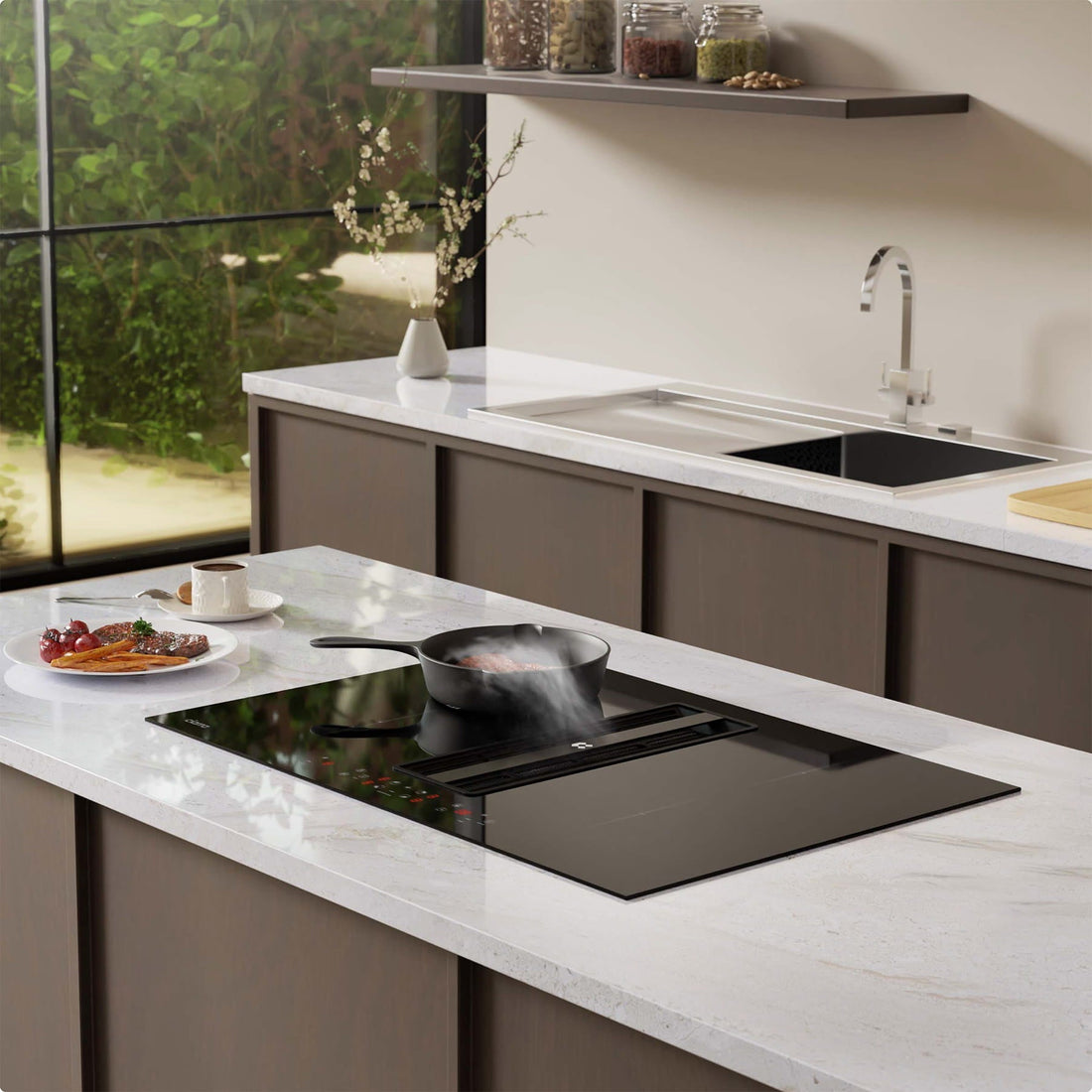 induction hob with extractor size comparison