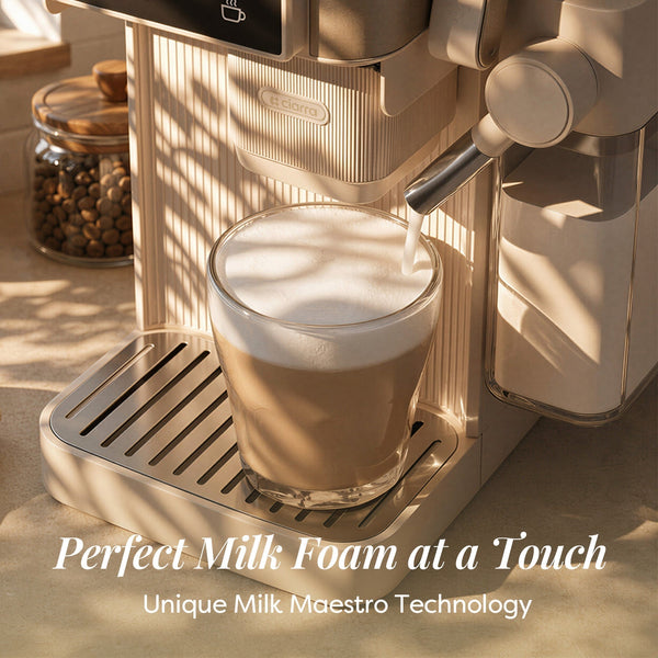 Easy-to-Clean Coffee Machine with Milk Frother Guide