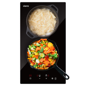 Ciarra 29cm Built-in Ceramic Hob with 2 Zones, Touch Control, Child Lock, Black Glass Cooktop, CRGDBCH302T-OW