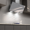 90cm White Frosted Glass Angled Cooker Hood