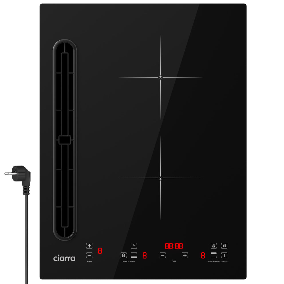 CIARRA 39cm 2-in-1 Induction Hob with Integrated Extractor, Up to 505 m³/h CBBEH3952-2B