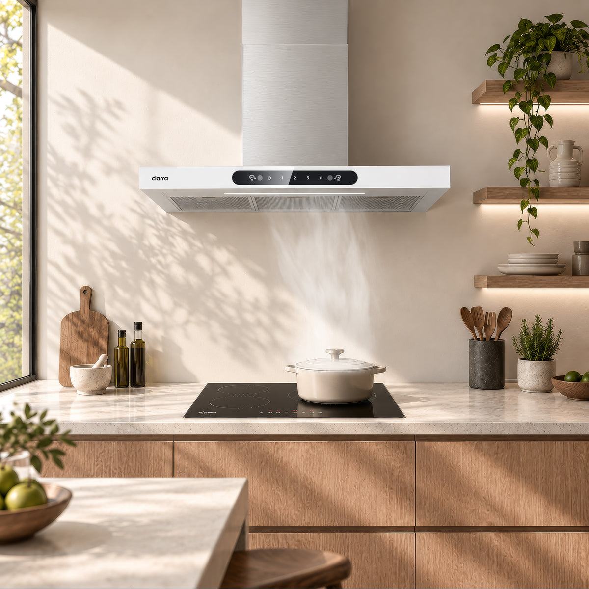 CIARRA 90cm T-Shaped Cooker Hood with Gesture Control, A+++ Energy Rating CBCW9102-W - Ciarra Appliances Global