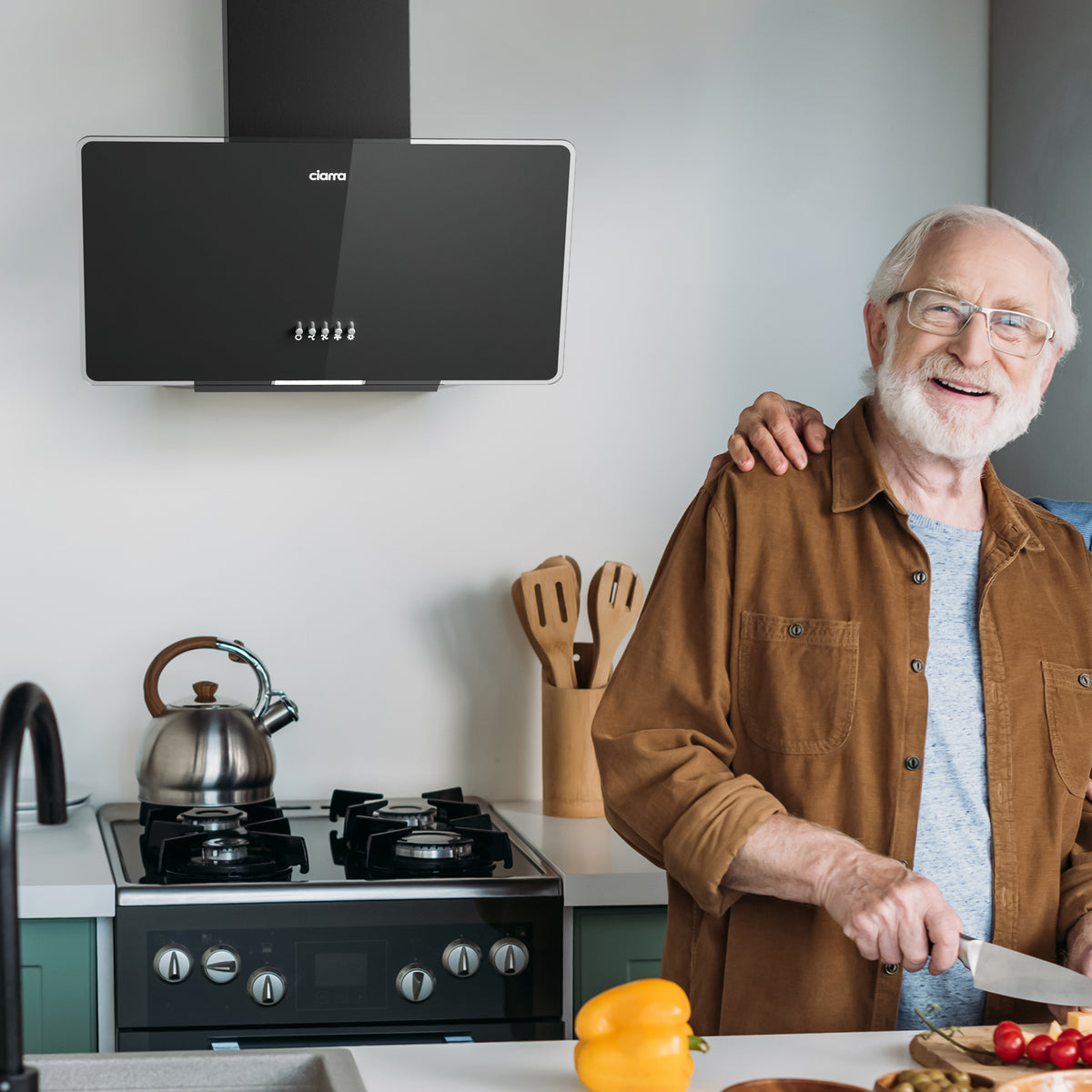 CIARRA 60cm Angled Cooker Hood, A Energy Rated Extractor Hood, 365m³/h Extraction Rate, Black CAB6750 - Ciarra Appliances Global