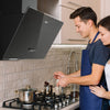 CIARRA 60cm Angled Cooker Hood, A Energy Rated Extractor Hood, 365m³/h Extraction Rate, Black CAB6750 - Ciarra Appliances Global