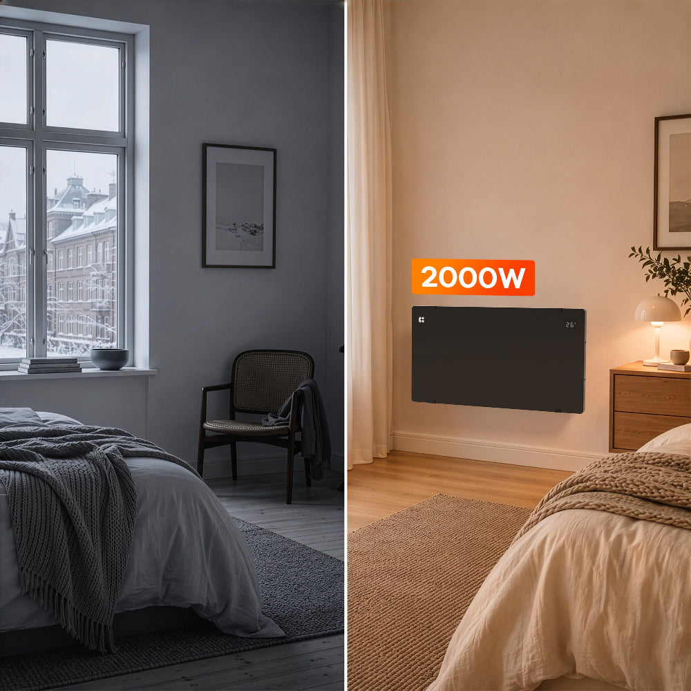 CIARRA 2000W WiFi Electric Radiator in Black with X-shaped Aluminium Heating Element