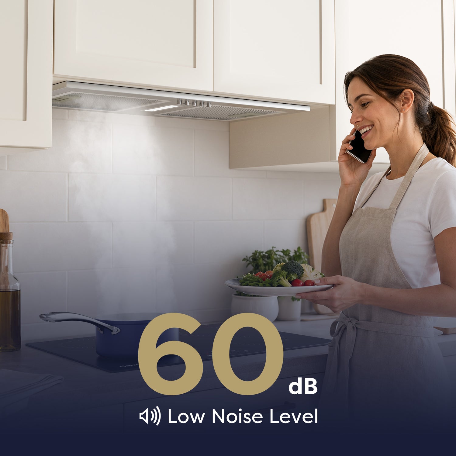A++ energy-saving CIARRA cooker hood with quiet 60dB operation for daily cooking