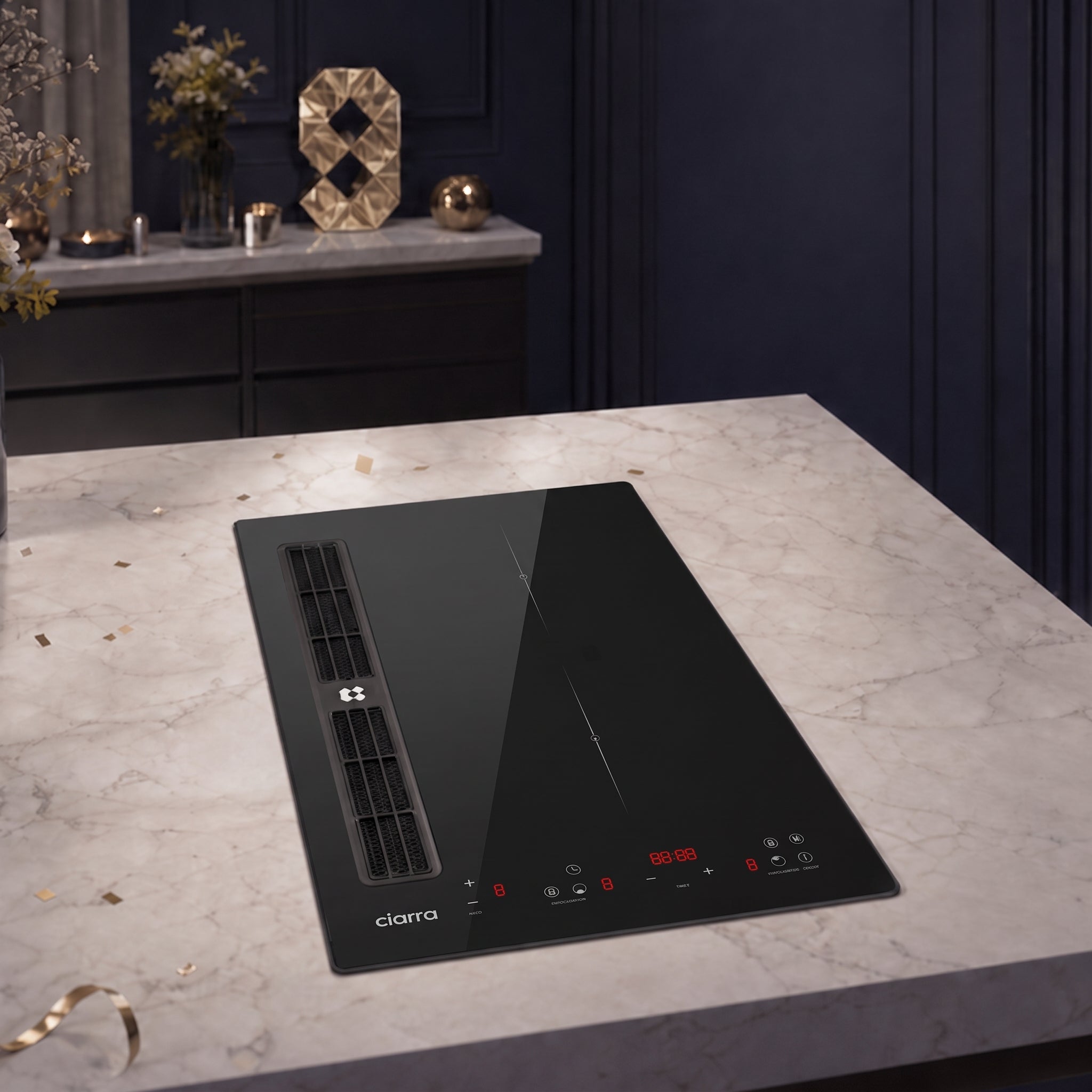 CIARRA ONE World’s First 390mm Compact Domino Induction Venting Extractor Hob – Best Built-in Plasma⁺ Extractor Hob System CBBEH392B-OW