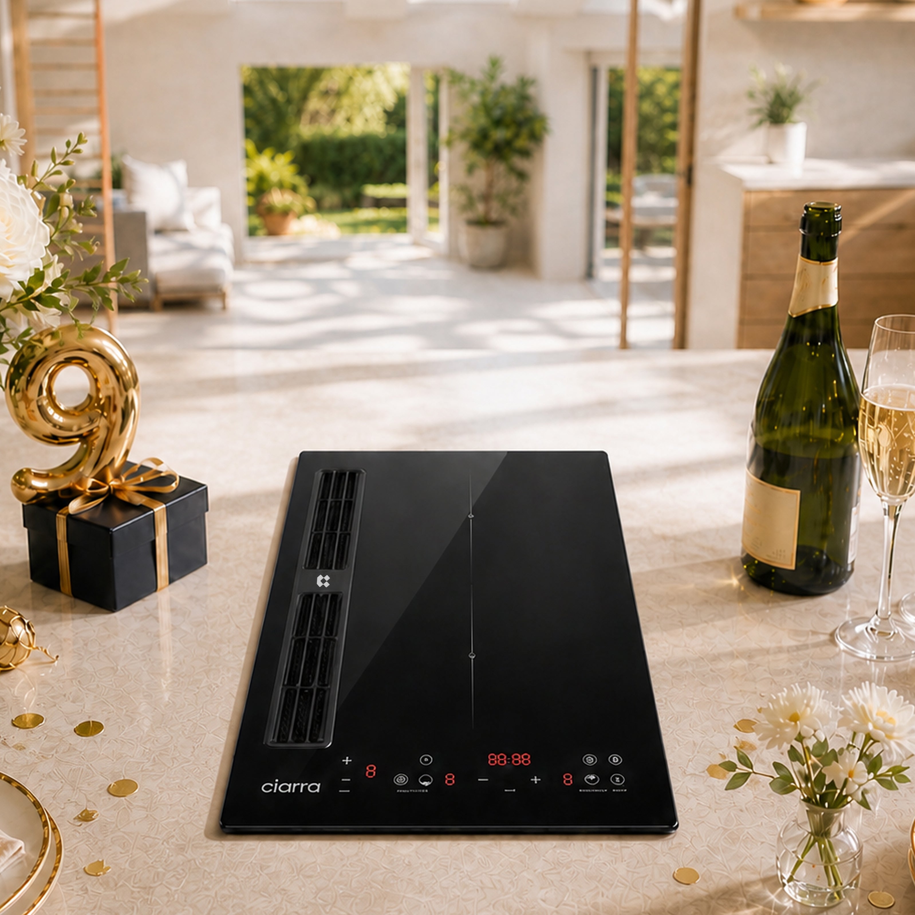 CIARRA ONE World’s First 390mm Compact Domino Induction Venting Extractor Hob – Best Built-in Plasma⁺ Extractor Hob System CBBEH392B-OW
