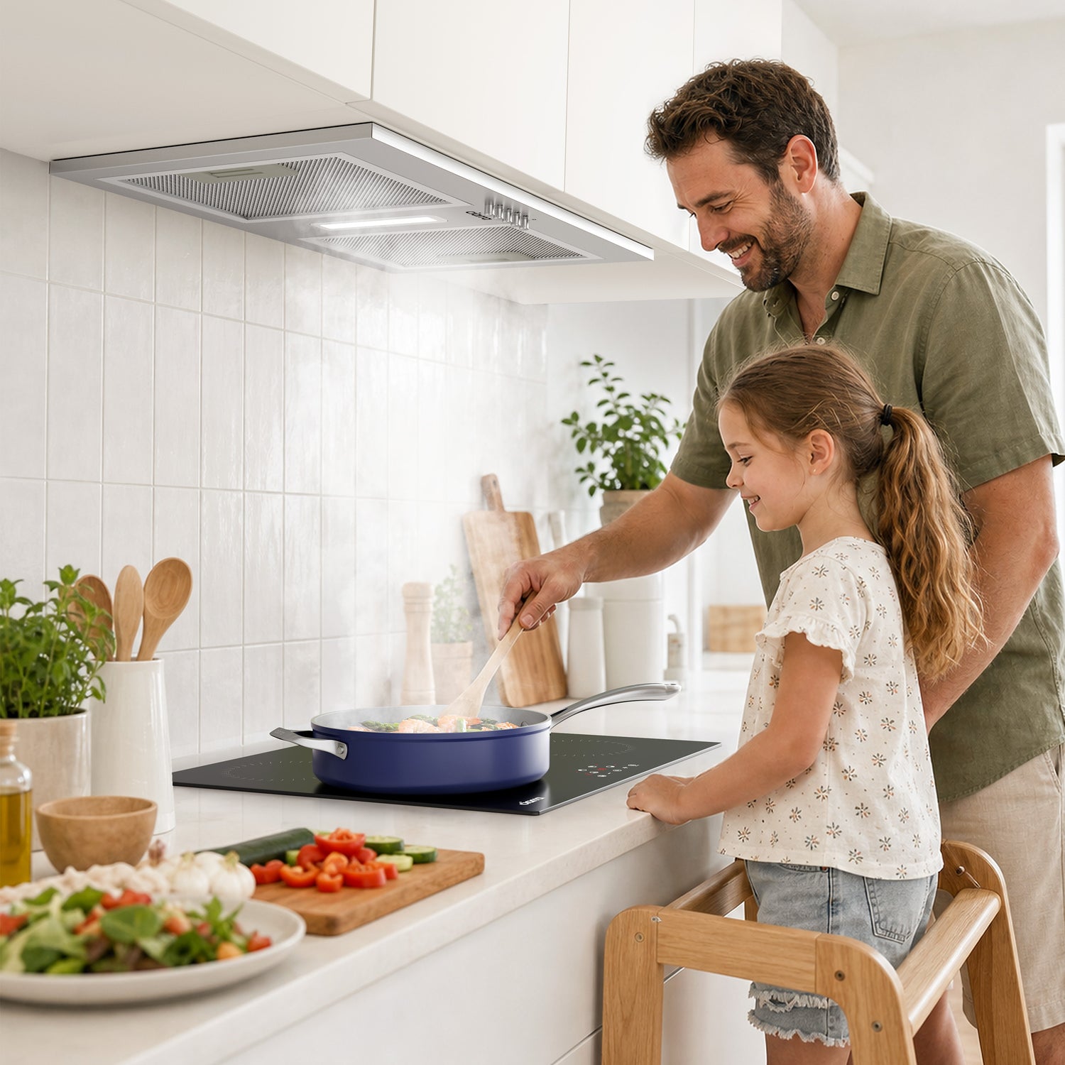 CIARRA silver 52cm integrated cooker hood with A++ rating and 404m³/h extraction