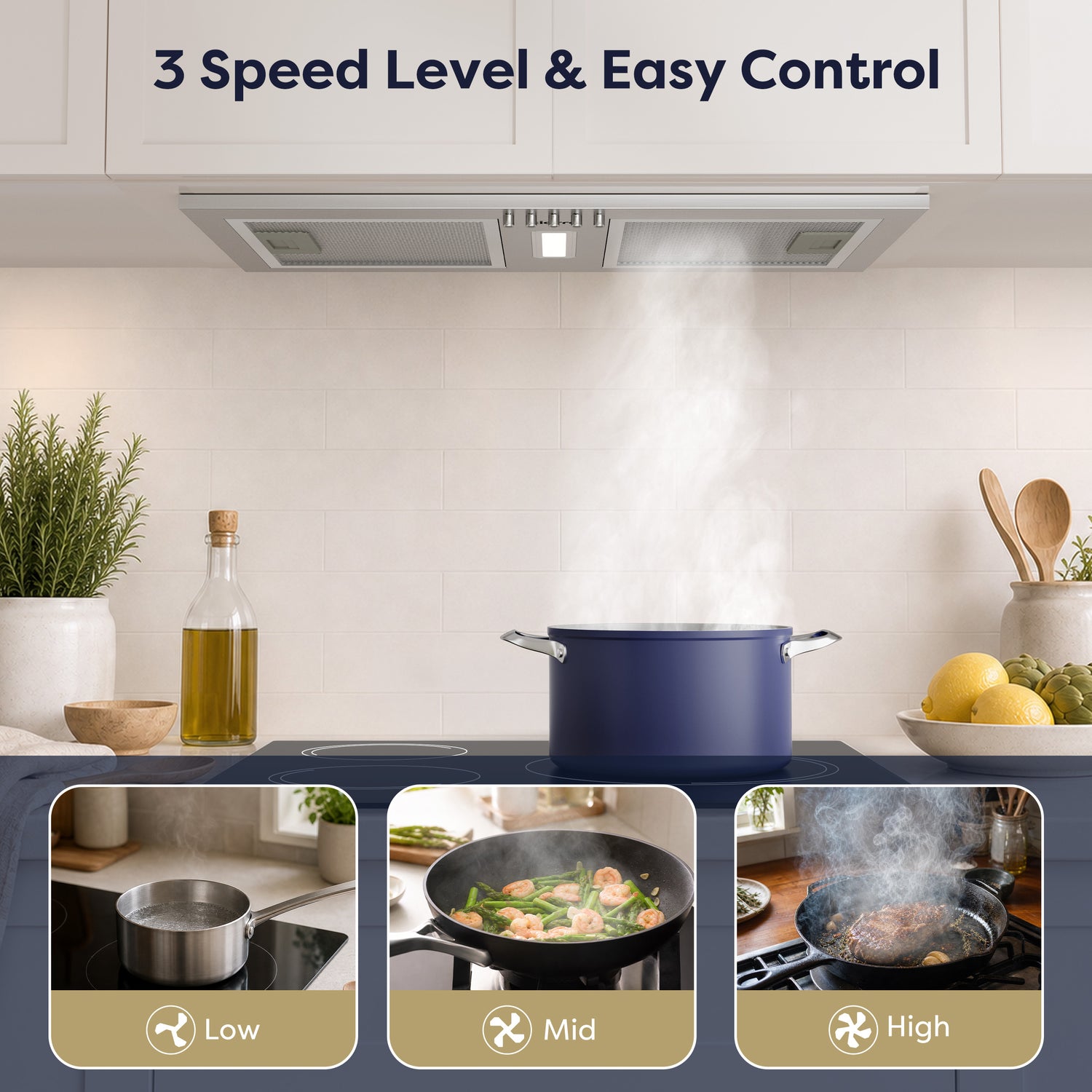 CIARRA A++ stainless steel cooker hood with 3 Speed Level & Easy Control