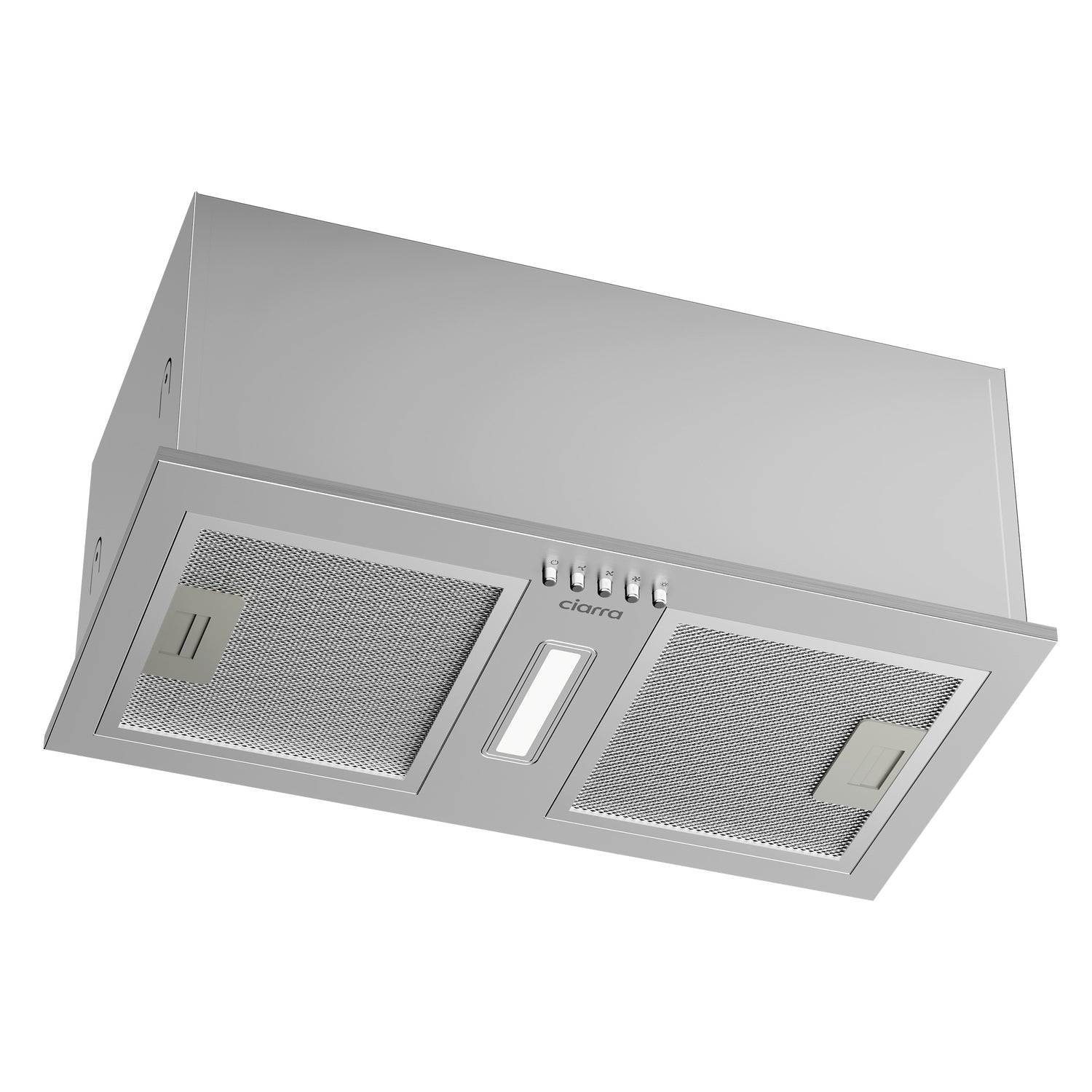 CIARRA silver 52cm integrated cooker hood with A++ rating and 404m³/h extraction