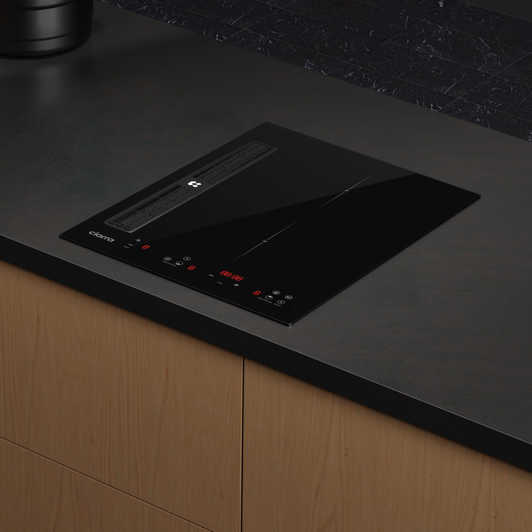 Ciarra ONE Induction Extractor Hob Domino 390mm with Built-in Plasma⁺ System CBBEH392B-OW