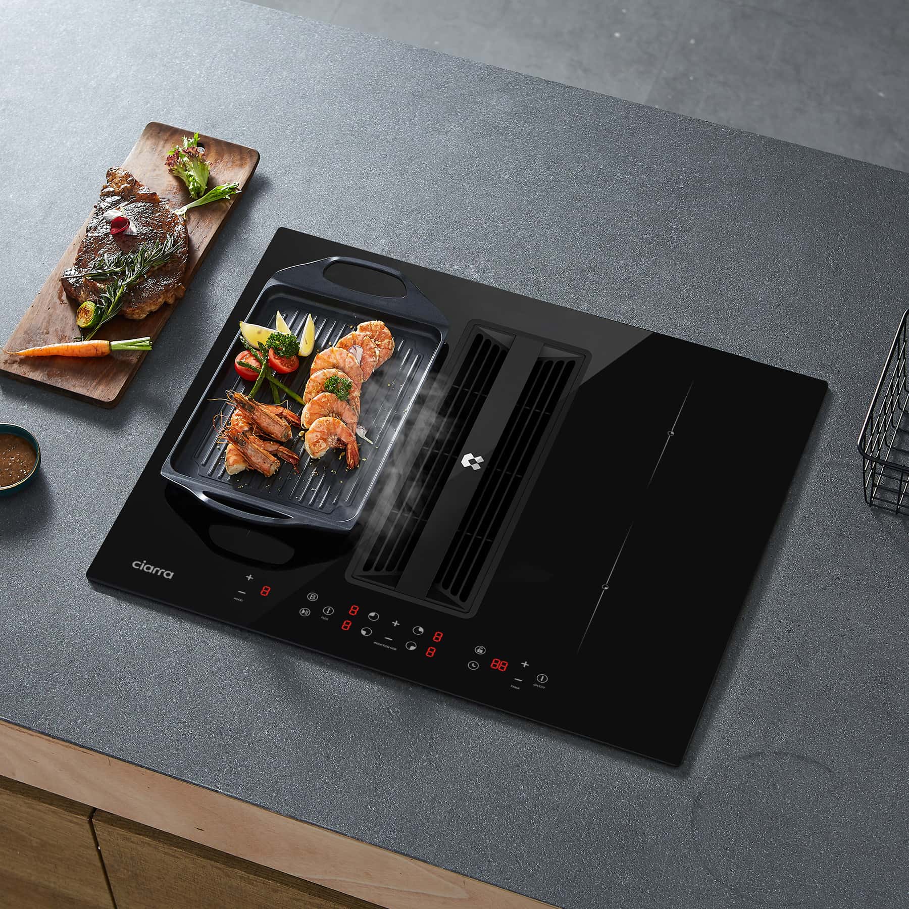 Ciarra ONE Induction Extractor Hob Compact 590mm with Built-in Plasma⁺ System CBBEH594BBF-OW