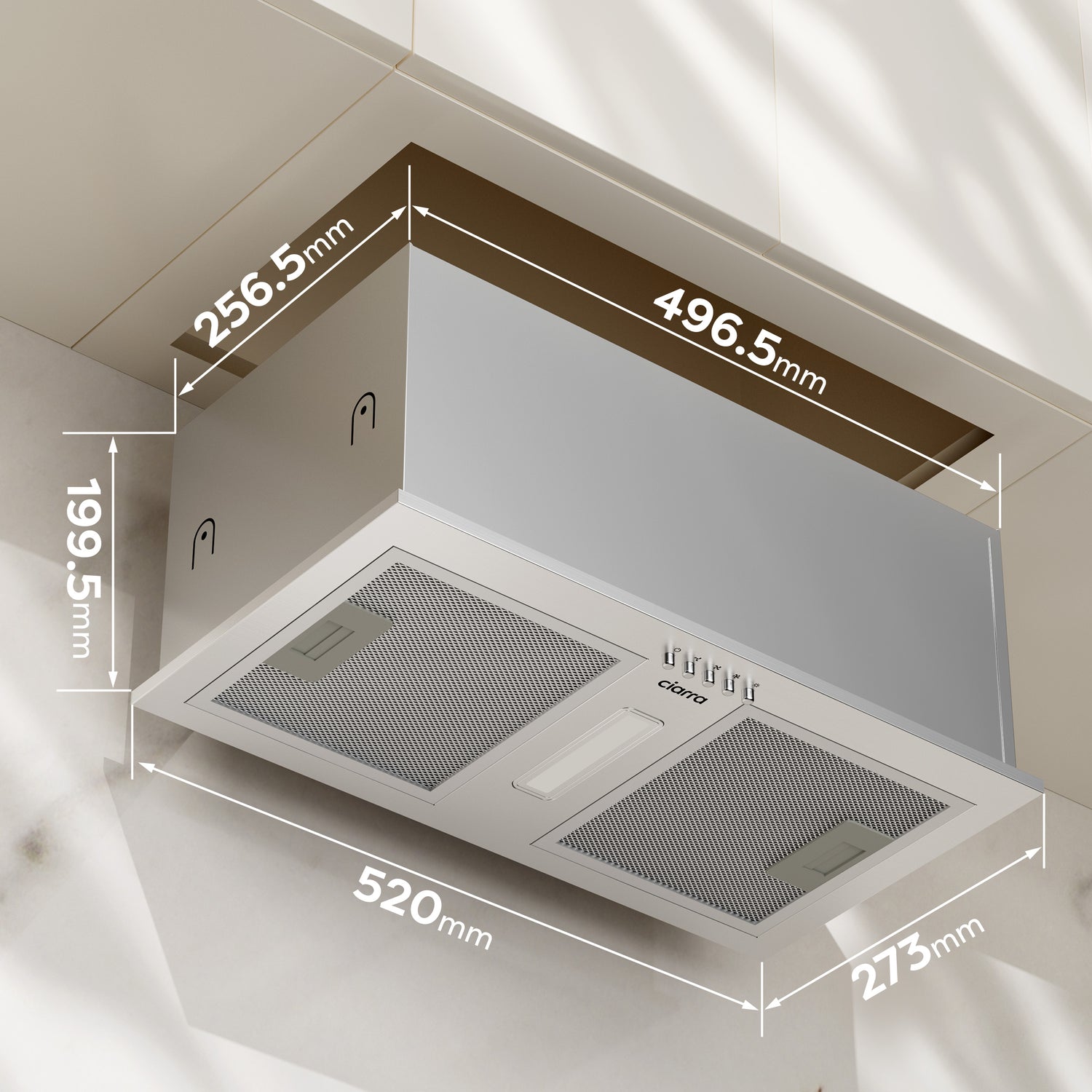 CIARRA cooker hood accessories with filters, duct parts and installation kit