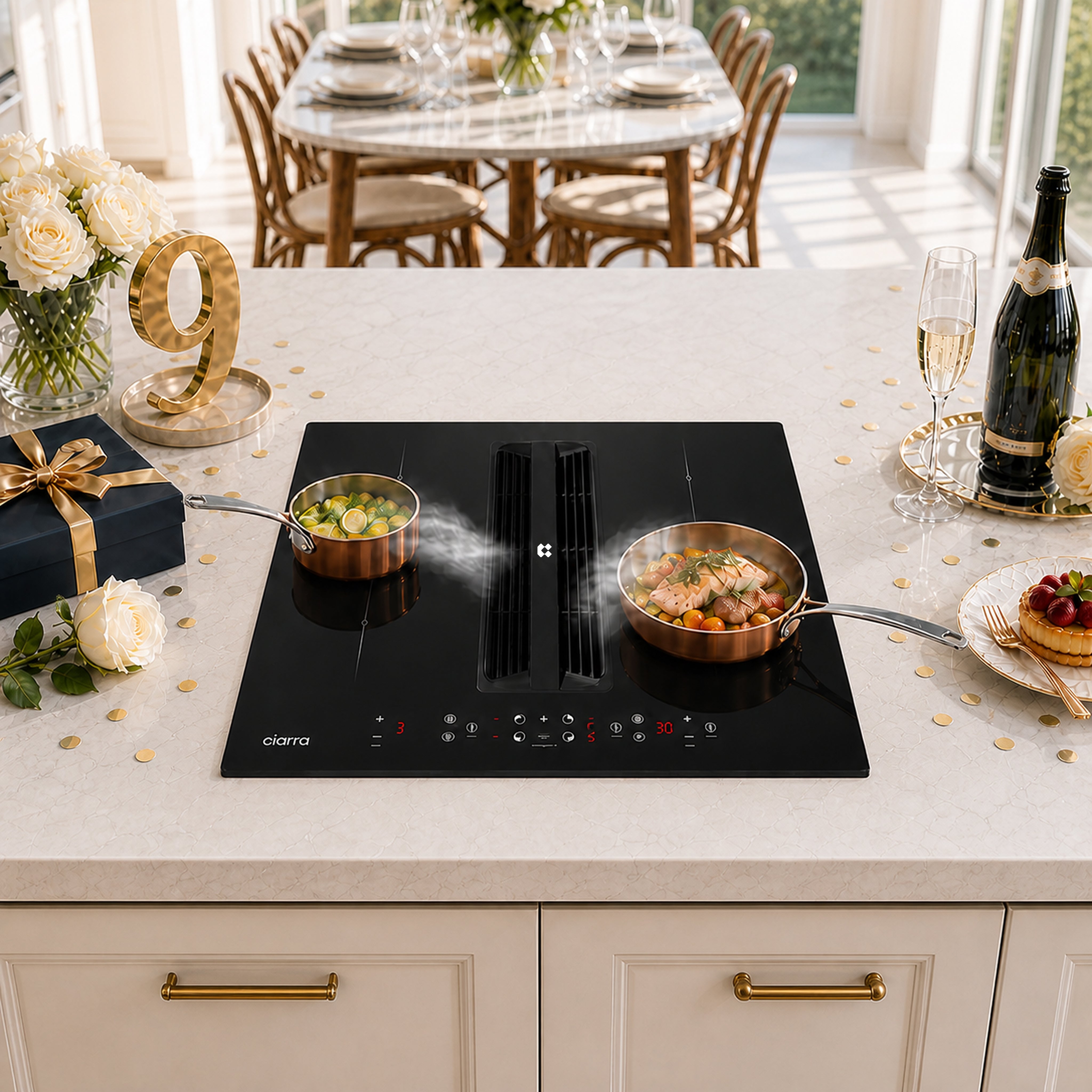 CIARRA ONE World’s First 590mm Induction Venting Extractor Hob – Best Built-in  Plasma⁺ Extractor Hob CBBEH594BBFF-OW