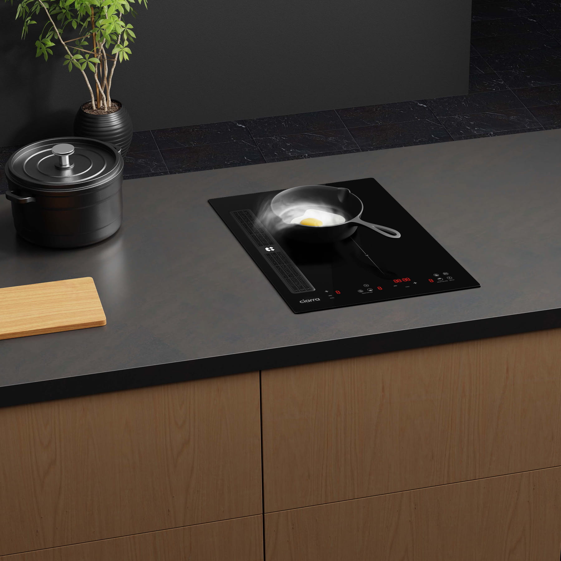 Ciarra ONE Induction Extractor Hob Domino 390mm with Built-in Plasma⁺ System CBBEH392B-OW
