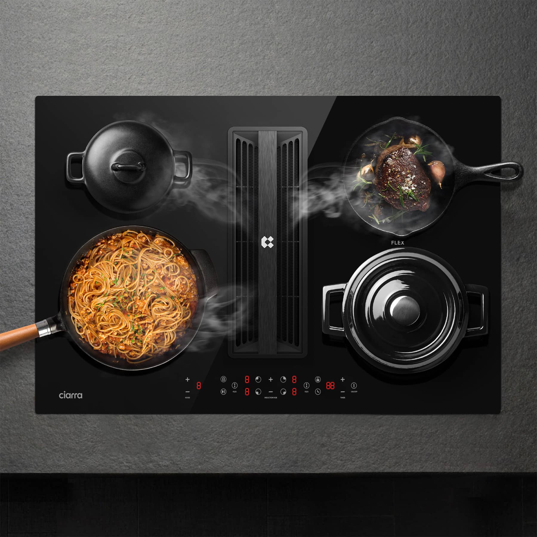 Ciarra ONE Induction Hob Ultra 830mm with Built-in Plasma⁺ System CBBEH834BBFF-OW