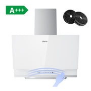 CIARRA 60cm White Frosted Glass Angled Cooker Hood, A+++ Energy Rating, Gesture & Touch Dual Control CBCW6736A