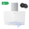 CIARRA 60cm White Frosted Glass Angled Cooker Hood, A+++ Energy Rating, Gesture & Touch Dual Control, 710m³/h Extraction Convertible CBCW6736A