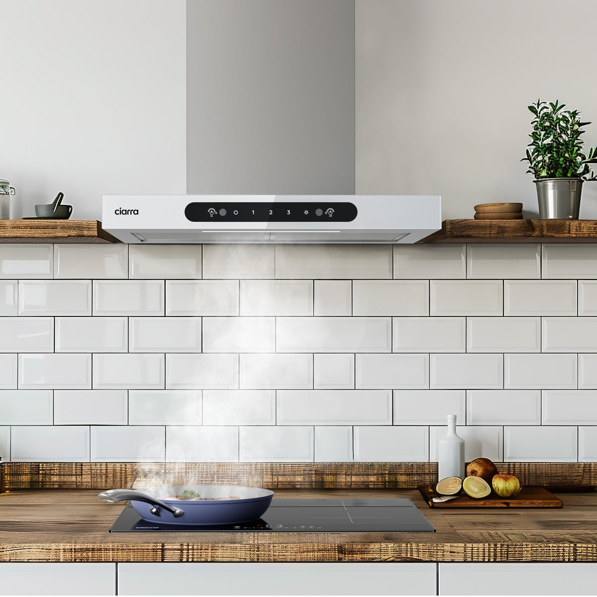 CIARRA 60cm T-Shaped Cooker Hood with Gesture Control, A+++ Energy Rating CBCW6102-W - Ciarra Appliances Global