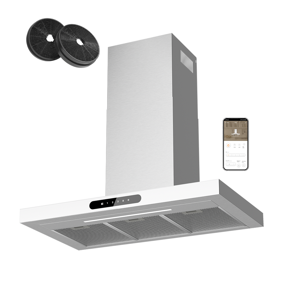 CIARRA Dynamic 90cm Smart Flat Wall Mount Cooker Hood Wifi & Touch Control CBCW9102-OW