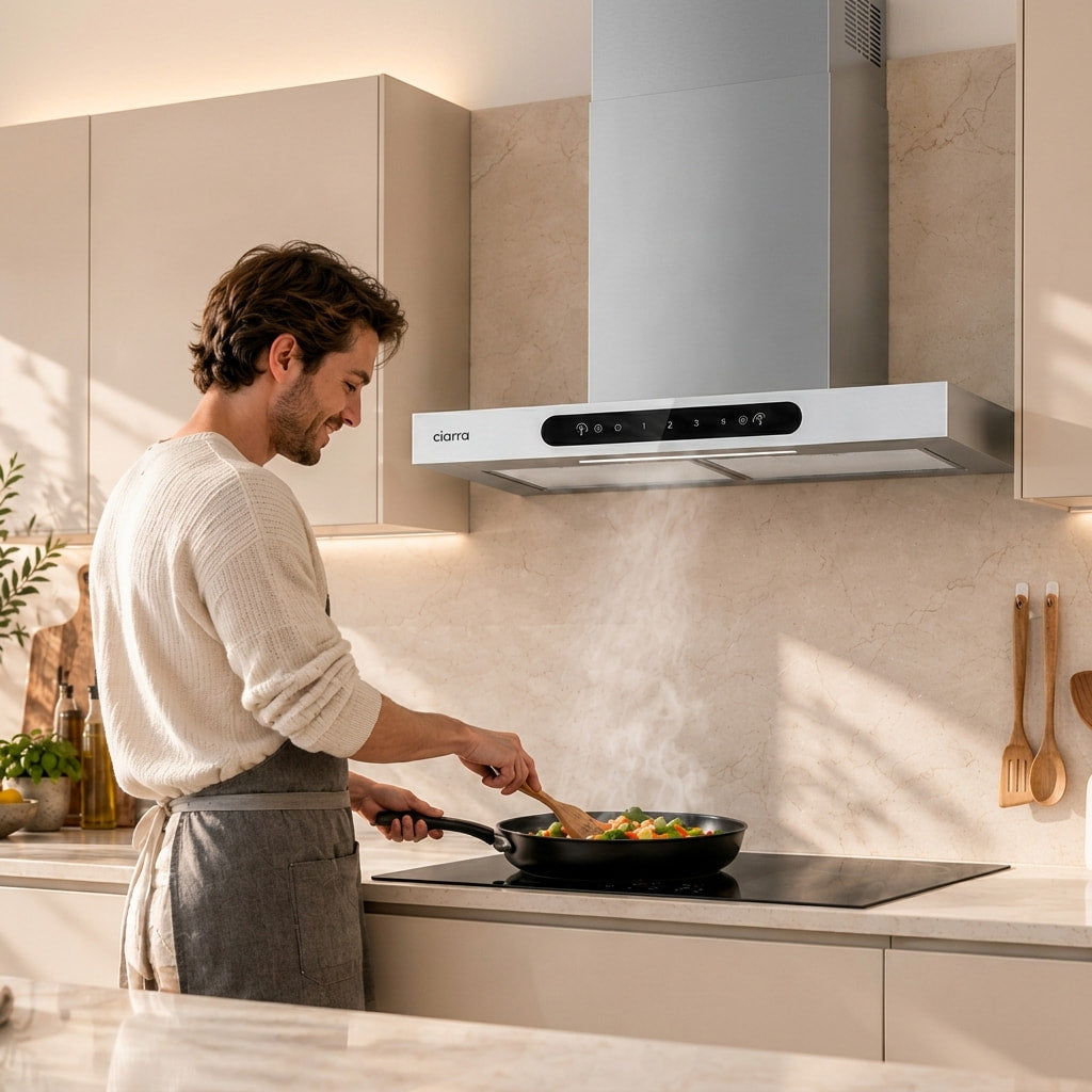 CIARRA 60cm T-Shaped Cooker Hood with Gesture Control, A+++ Energy Rating CBCW6102-W - Ciarra Appliances Global