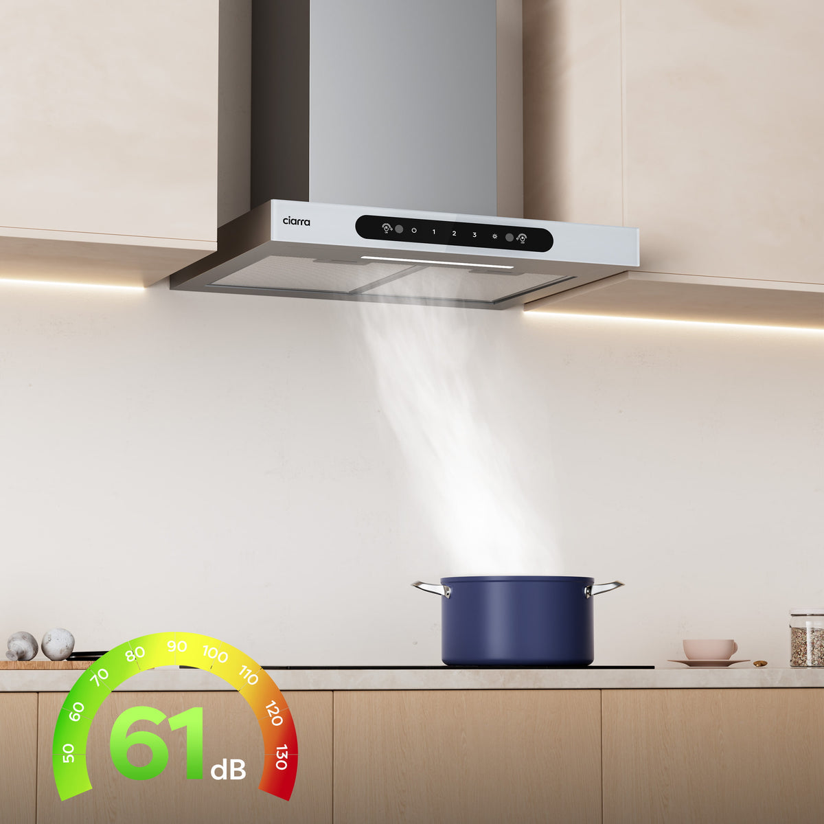 CIARRA 60cm T-Shaped Cooker Hood with Gesture Control, A+++ Energy Rating CBCW6102-W - Ciarra Appliances Global
