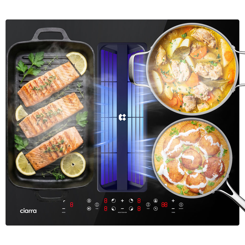 Ciarra ONE Induction Venting Extractor Hob Compact 590mm with Built-in Plasma⁺ System CBBEH594BBFF-OW