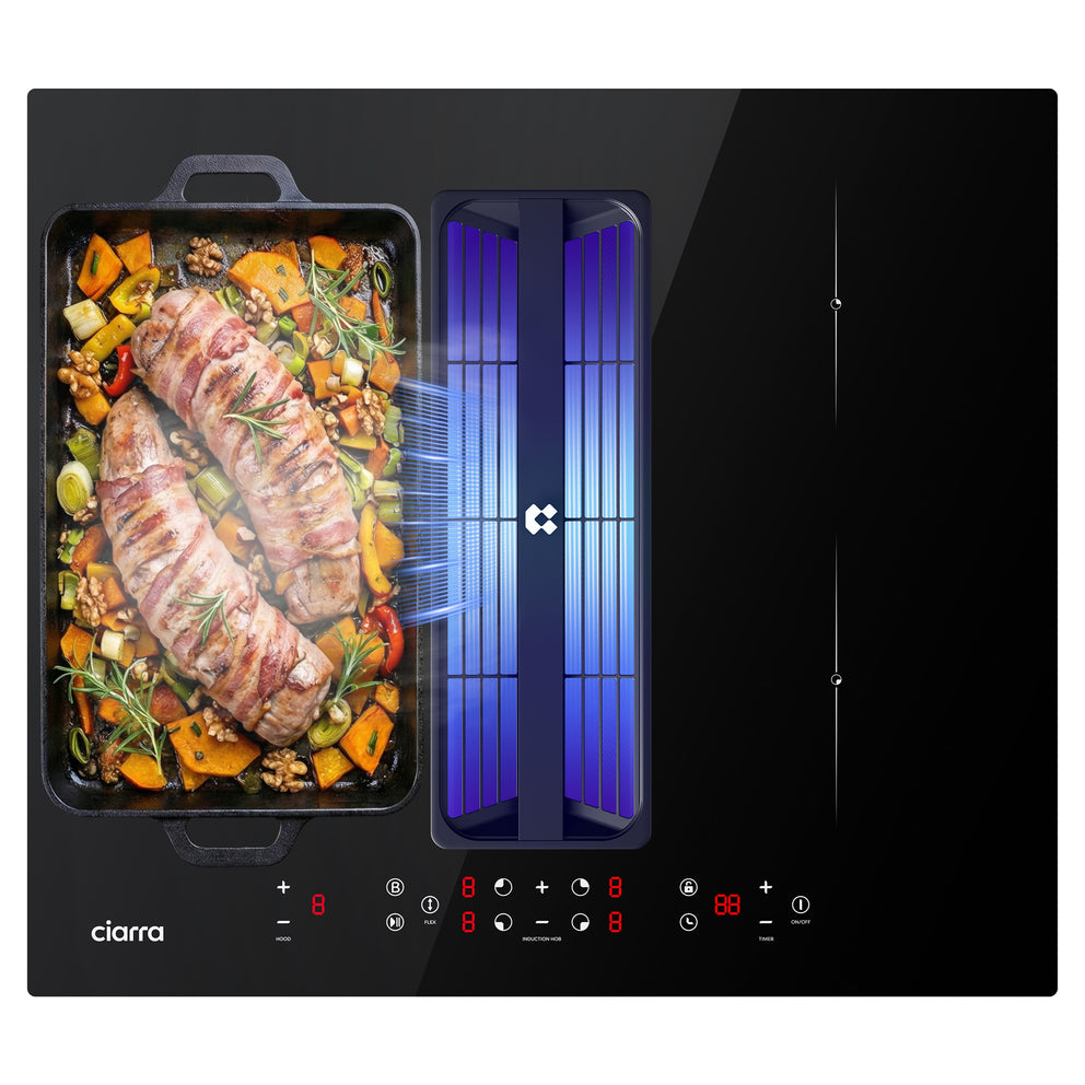Ciarra ONE Venting Hobs Induction Extractor Hob Compact 590mm with Built-in Plasma⁺ System CBBEH594BBF-OW