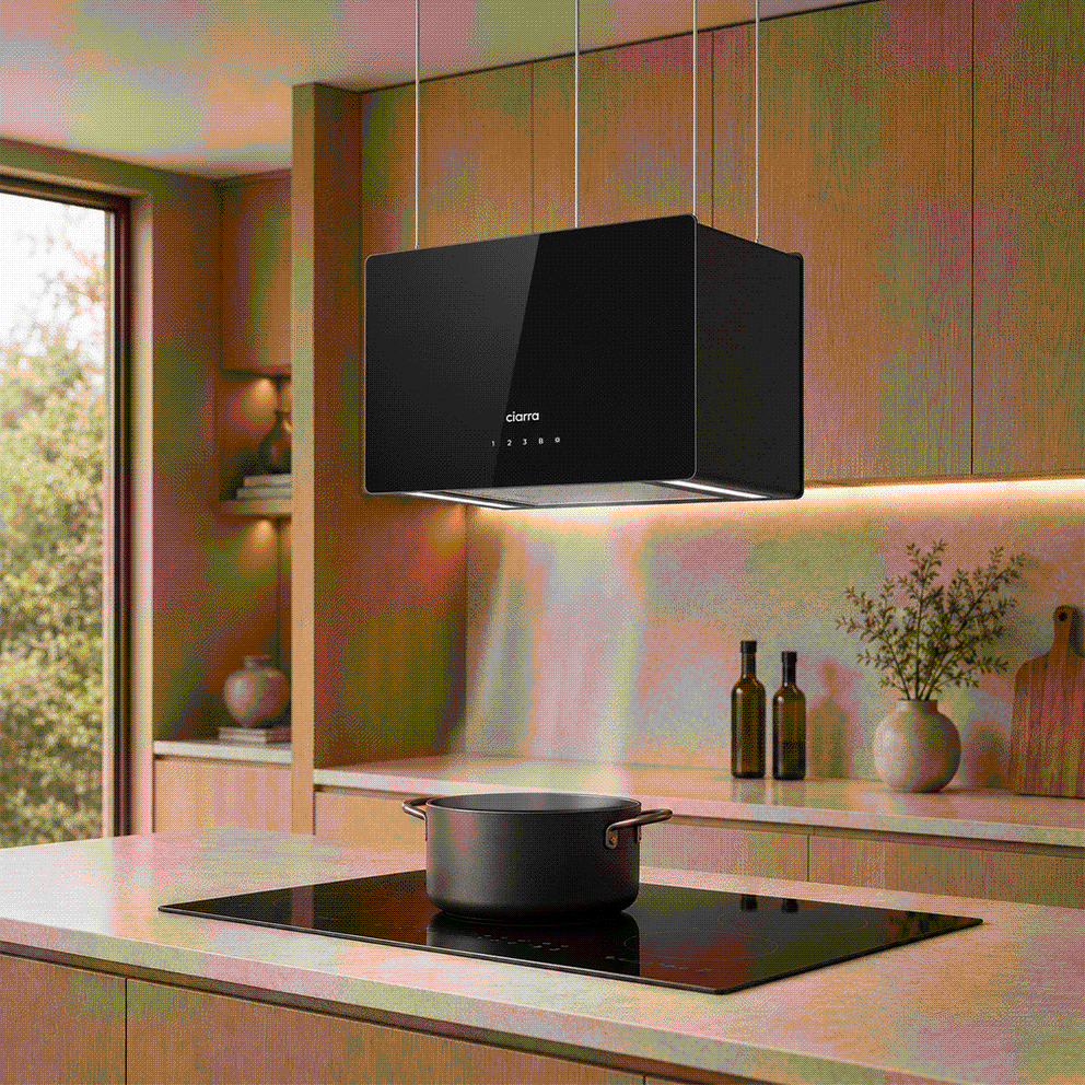 CIARRA 48cm Smart Island Cooker Hood, A+++ Energy Efficiency Class, 700m³/h Max Extraction, WiFi Smart Control CBCB4850-OW