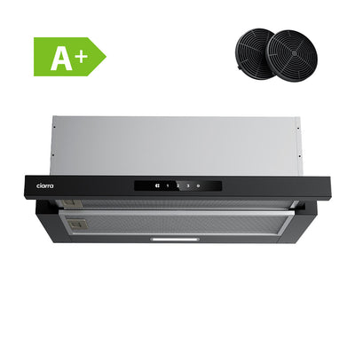 CIARRA 60cm Visor Integrated Telescopic Cooker Hood Black CBCB6909A-OW