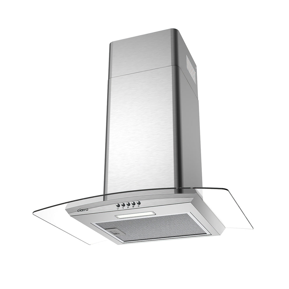 CIARRA 60cm Glass Cooker Hood Curved Stainless Steel A+++ CBCS6506B-OW