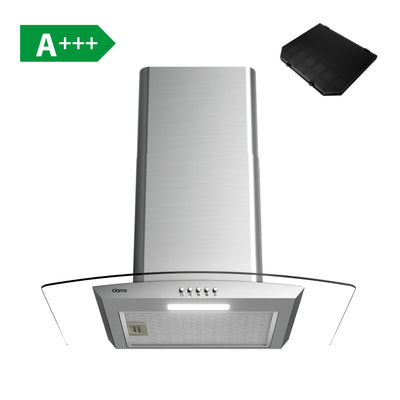CIARRA 60cm Glass Cooker Hood Curved Stainless Steel A+++ CBCS6506B-OW