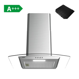 CIARRA 60cm Glass Cooker Hood Curved Stainless Steel A+++ CBCS6506B-OW