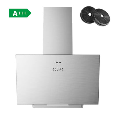 CIARRA 60cm Inclined Angled Cooker Hood Recirculation or Extraction Mode Stainless Steel Design CBCS6762A-OW