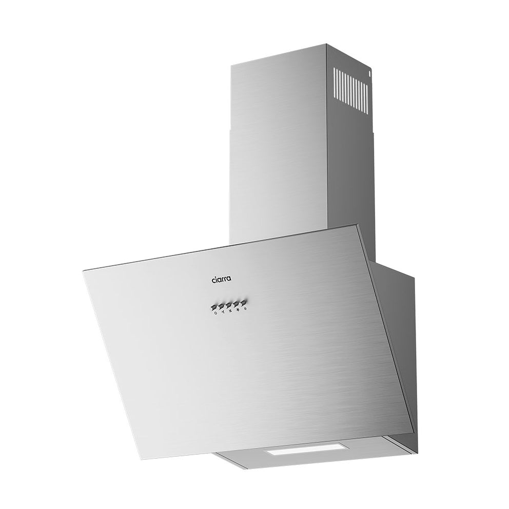 CIARRA 60cm Inclined Angled Cooker Hood Recirculation or Extraction Mode Stainless Steel Design CBCS6762A-OW