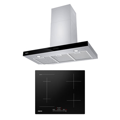 CIARRA Powerful Set: 90cm Wall-Mount Hood + 60cm 4-Zone Induction Hob