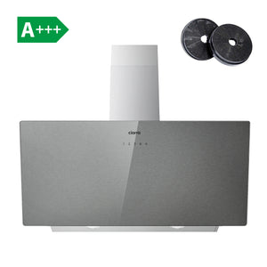 CIARRA 90cm Brushed Silver Glass Angled Cooker Hood A+++ Wifi & Touch Control CBCS9736H-S